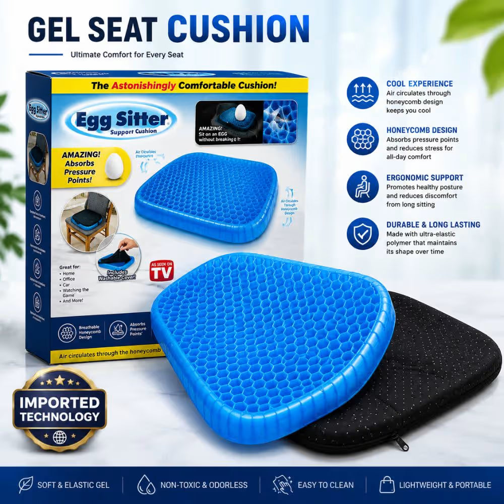 Honeycomb Gel Seat Cushion | Orthopedic Egg Sitter Cushion for Office, Car & Home